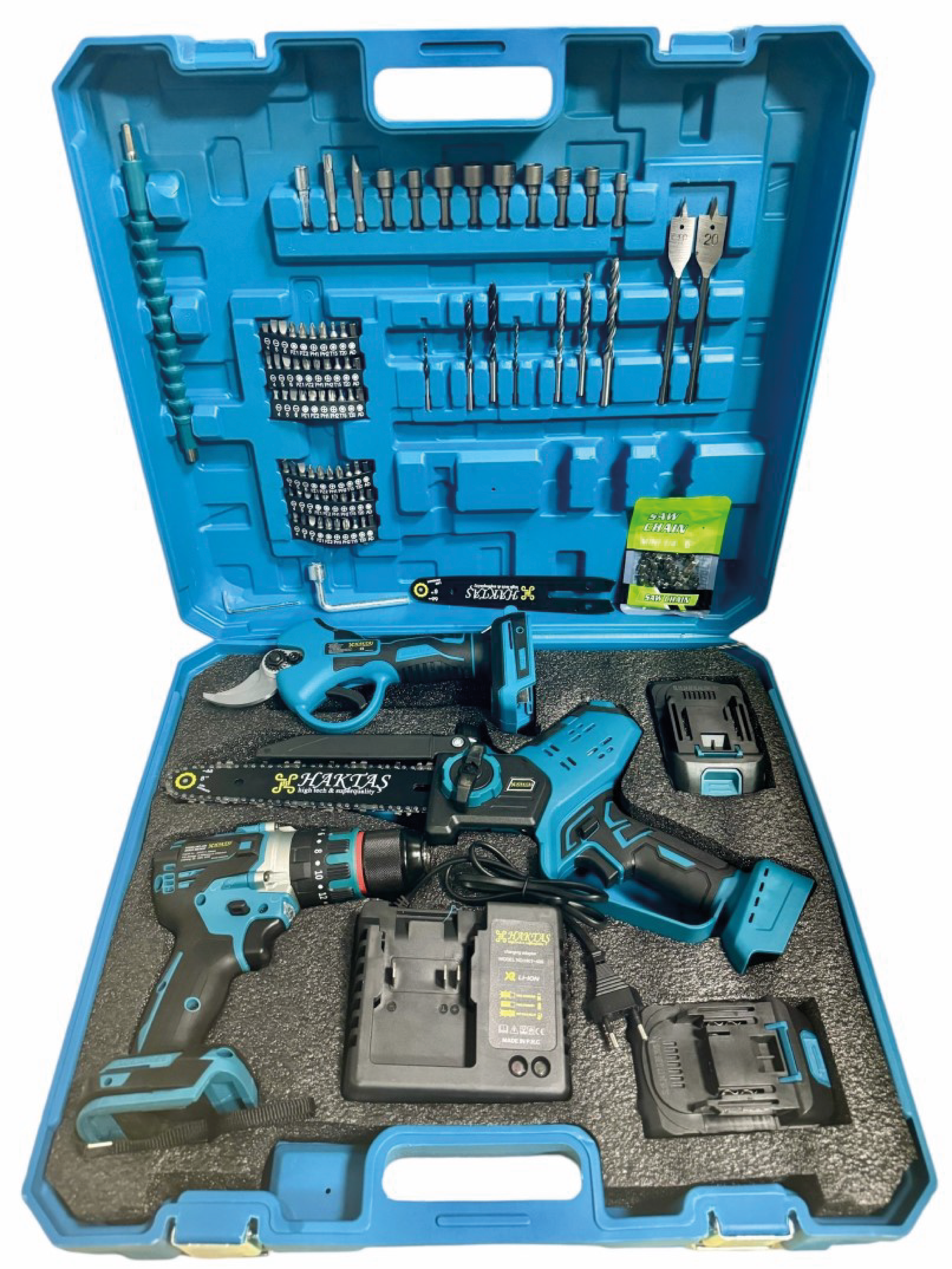 HKT-1200 3'lü Kömürsüz Bahçe Seti | Testere + Budama Makası + Matkap (21V)