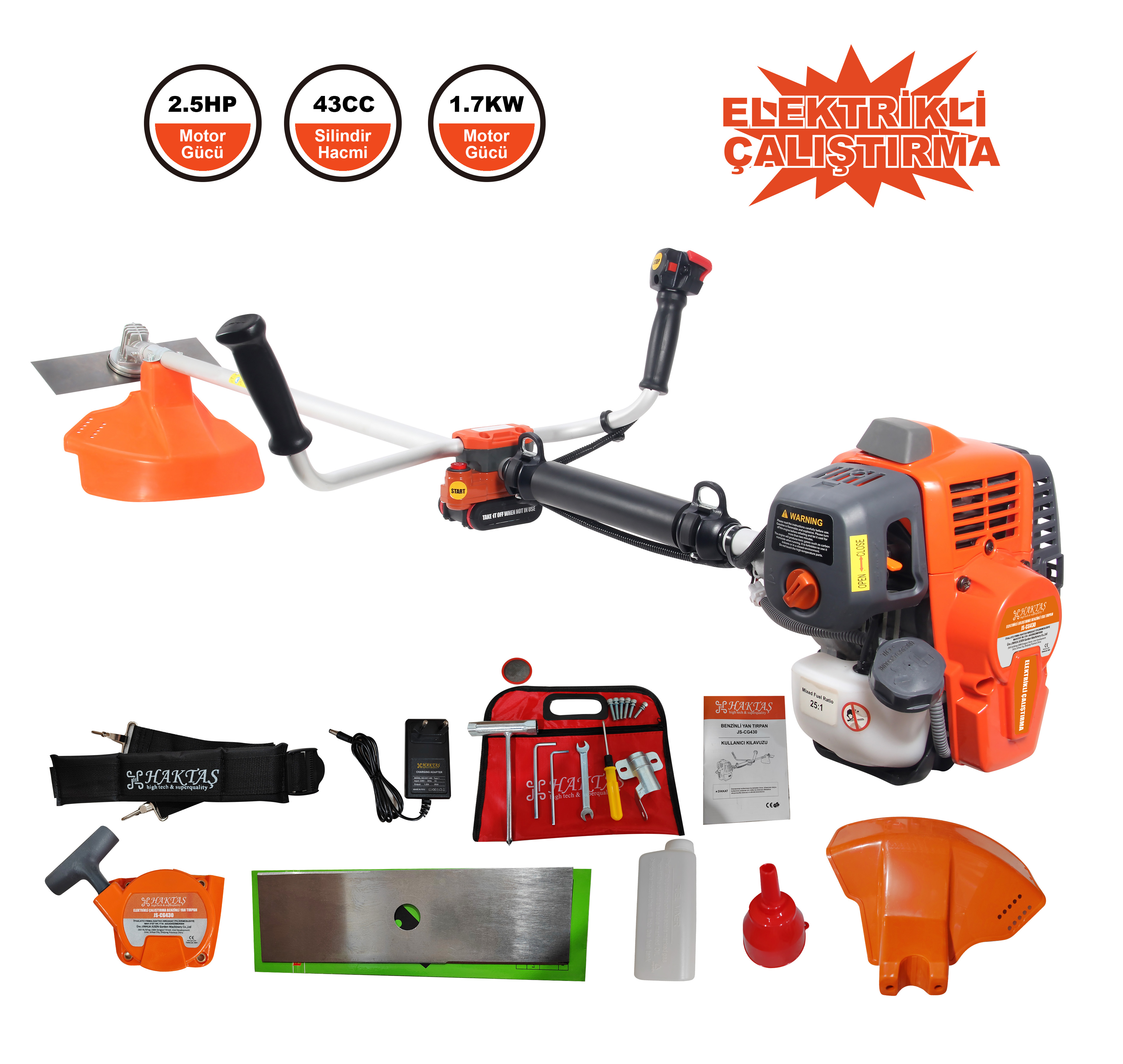 JS-CG430 43cc Benzinli Tırpan | 1500W Verimli Ot Biçme Motoru