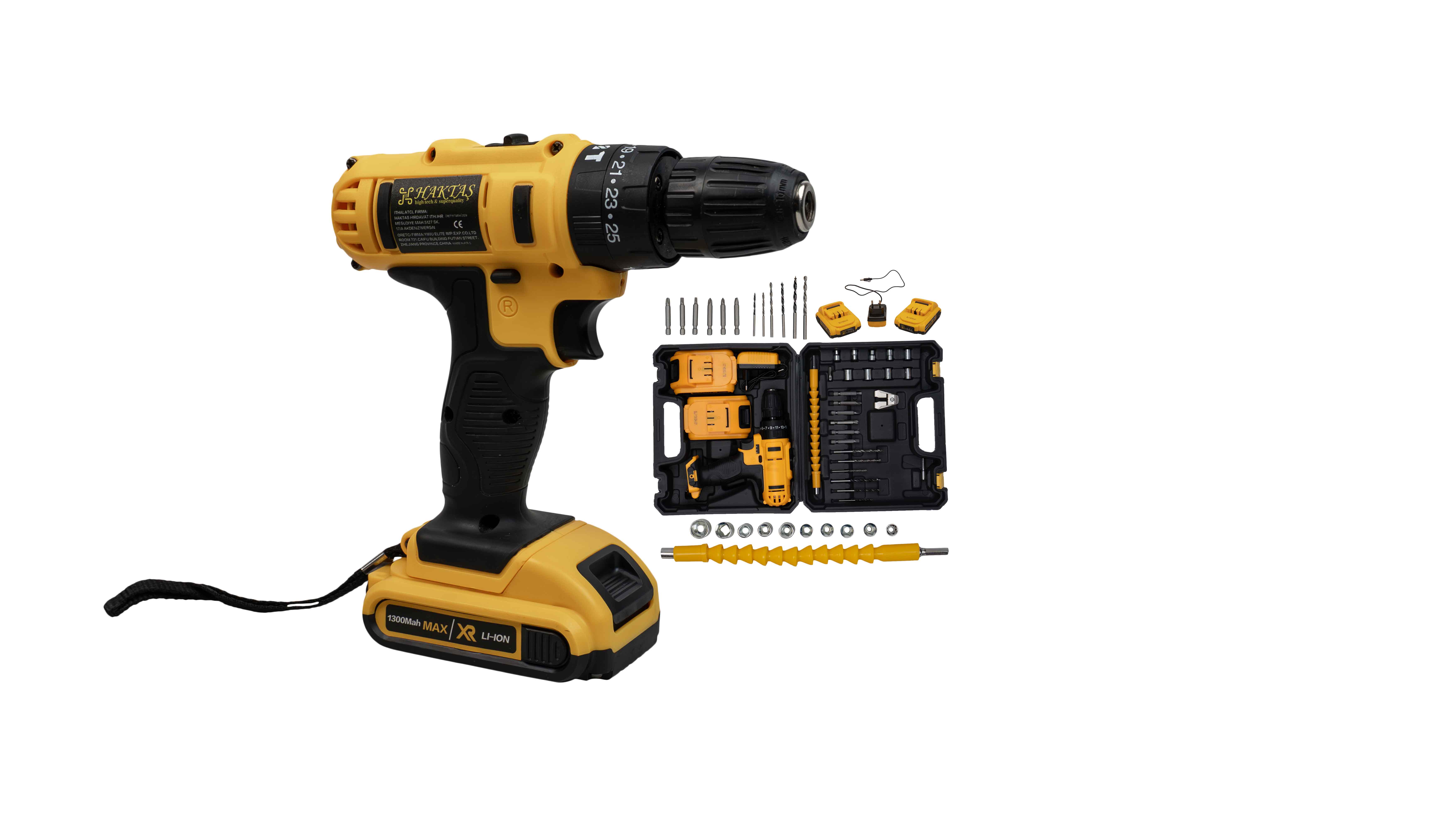 35-HKS-410 21V Darbeli Şarjlı Matkap | 10mm Mandren ve 25 Parçalı Set